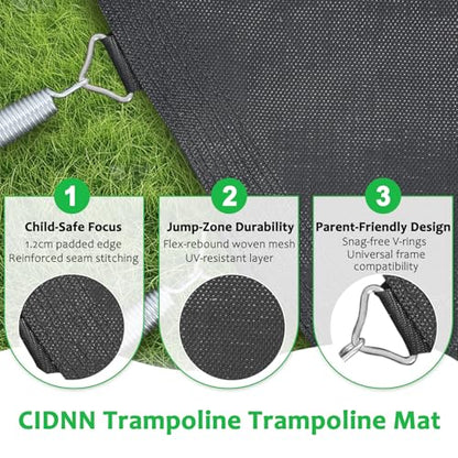 Replacement Trampoline Mat，Heavy-Duty, UV-Resistant & Durable Bounce Pad for 12/14/15ft Round Trampolines - Perfect for Safe & Fun Jumping - size: 14FT|150" Diam|72 V-Rings|Fits 5.5" SpringsLength