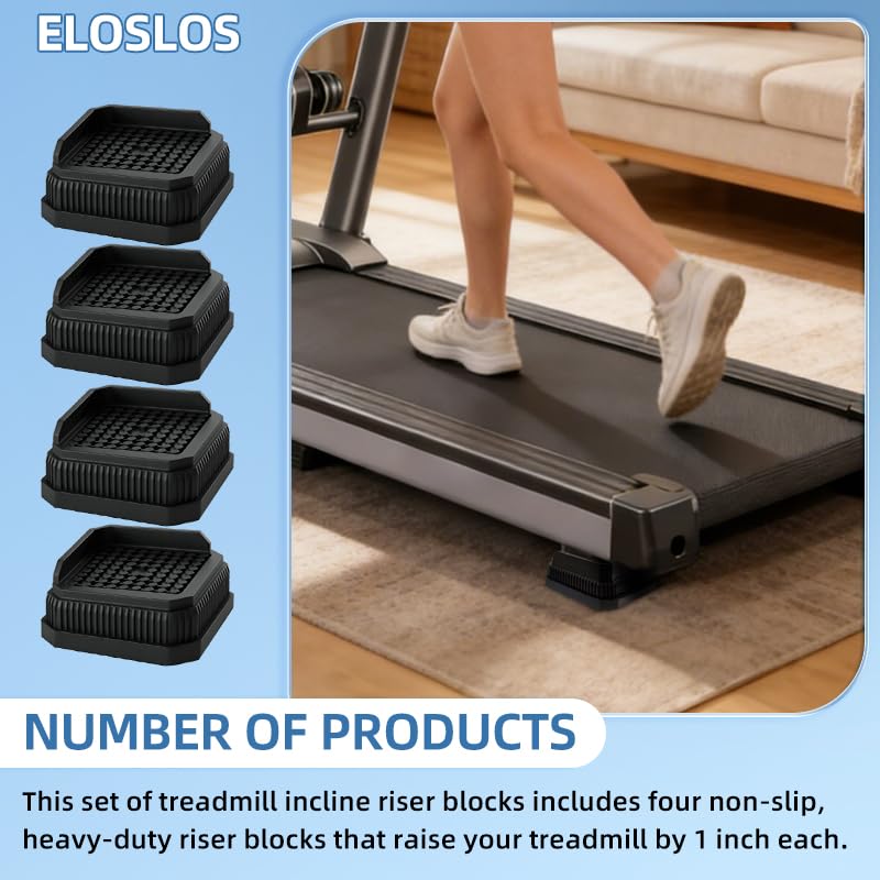 4 Pack Stackable Treadmill Riser Blocks, for Gym and Home Use - color: Black, size: 1 layer(1nches)