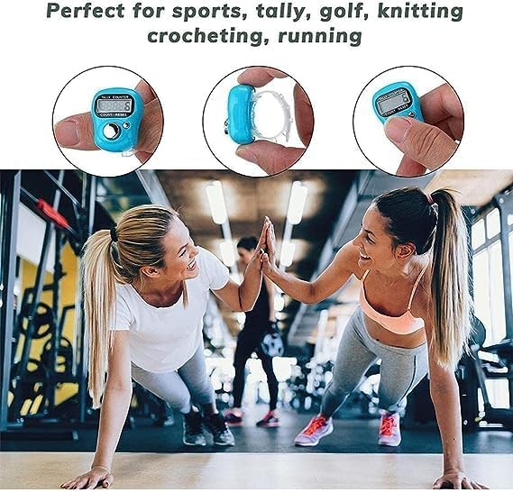 Blue 5 Digit LED Digital Row Counter, Display Counter Clicker,Handheld Number Click Counter,Electronic Finger Counter Hand Tally Counter with Ring for Golf,Track and Field Lap Accessories, Sports