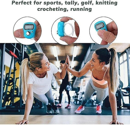 Blue 5 Digit LED Digital Row Counter, Display Counter Clicker,Handheld Number Click Counter,Electronic Finger Counter Hand Tally Counter with Ring for Golf,Track and Field Lap Accessories, Sports