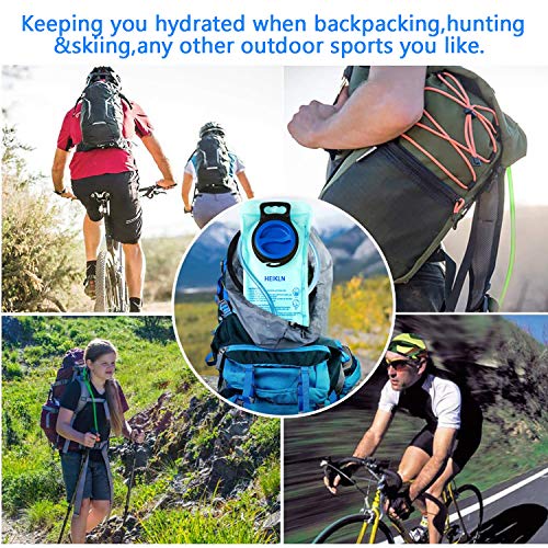 HEIKLN Hydration Bladder 1.5L-2L-2.5L-3L,Leak Proof Water Reservoir, BPA Free Military Water Storage Bladder Bag Hydration Pack Replacement Easy Clean for Bicycling Hiking Camping Hunting Running - color: 2L Blue