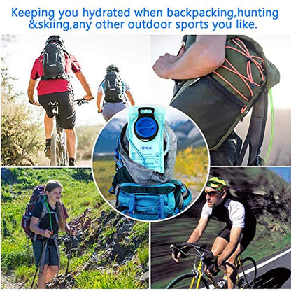 HEIKLN Hydration Bladder 1.5L-2L-2.5L-3L,Leak Proof Water Reservoir, BPA Free Military Water Storage Bladder Bag Hydration Pack Replacement Easy Clean for Bicycling Hiking Camping Hunting Running - color: 2L Blue
