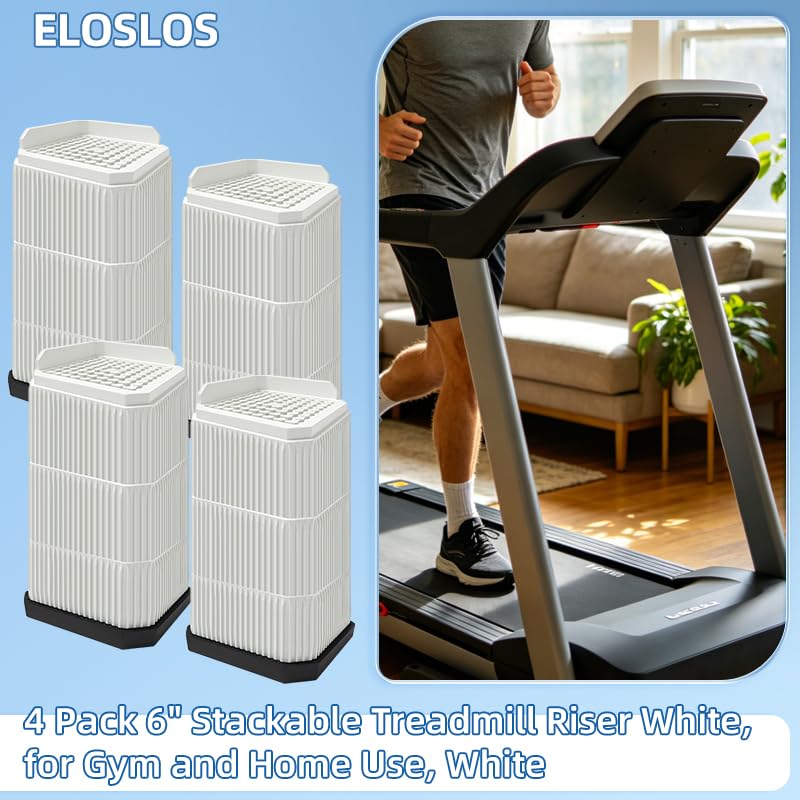 4 Pack Stackable Treadmill Riser Blocks, for Gym and Home Use - color: White, size: 3 layers (6in)