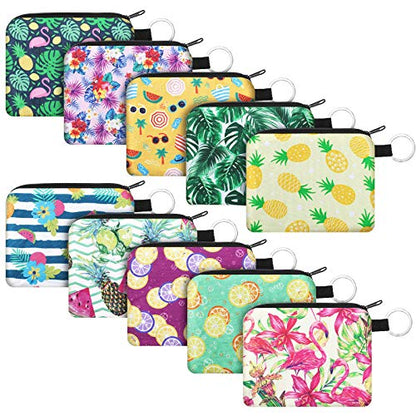 Boao 10 Pcs Mini Coin Purse, Zipper Change Wallet, Tropical Series - style: Tropical Series
