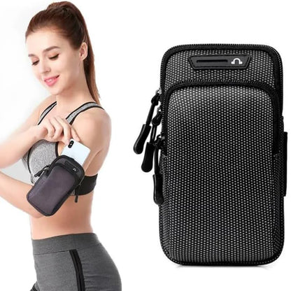 Sports Armband Phone Holder Sweatproof Large Capacity Arm Band for Jogging Running Walking Smart Phone Holder Armband (Black)