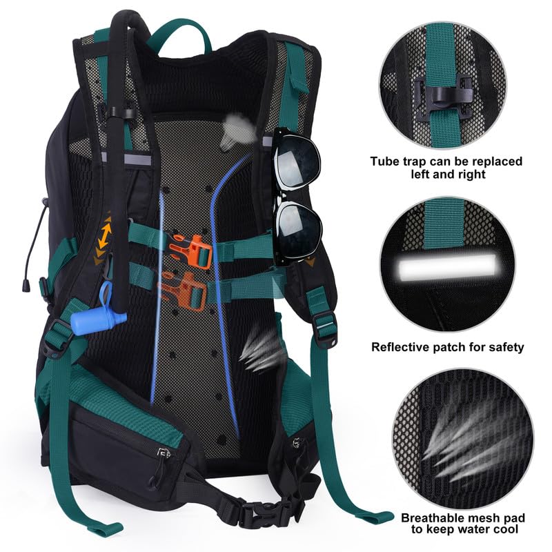 N NEVO RHINO Hydration Backpack with Water Bladder 3L, Hiking Backpack - color: 03 Lake Green