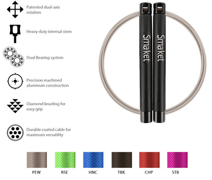 Speed Crossfit Jump Rope, easy double unders. Wire anti-entanglement. - color: Black