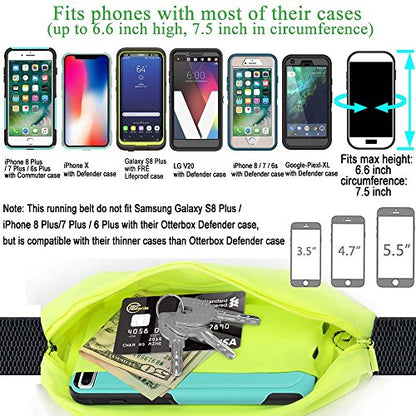 Fanny pack Running Belt Waist Phone Holder/Bag Women Men for iPhone 13 12 11 Pro Max/XR/XS Max/X/8/7/6S Plus, for Samsung Galaxy S/A/Note, All Mobiles up to 7'',Gym Workout Fitness Gear - color: Lemon Yellow