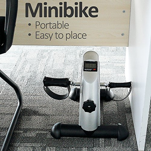 Mini Exercise Bike, himaly Under Desk Bike Pedal Exerciser Portable Foot Cycle Arm & Leg Peddler Machine with LCD Screen Displays - color: Sliver