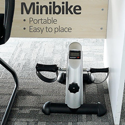Mini Exercise Bike, himaly Under Desk Bike Pedal Exerciser Portable Foot Cycle Arm & Leg Peddler Machine with LCD Screen Displays - color: Sliver