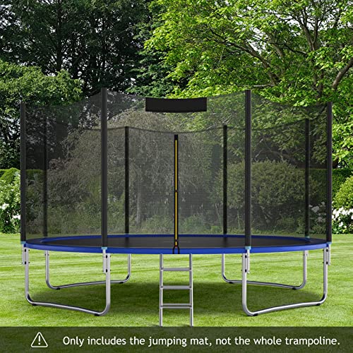 GYMAX Trampoline Mat, 8FT/10FT/12FT/14FT/15FT/16FT Trampoline Accessories Replacement Mat with 42/54/72/80/96/108 V-Rings & 8 Row Stitch, Using 5"-7" Springs, Anti-UV Wear-Resistant Jumping Mat - size: 12FT