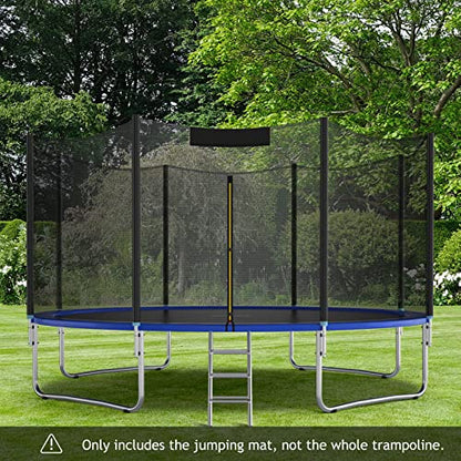 GYMAX Trampoline Mat, 8FT/10FT/12FT/14FT/15FT/16FT Trampoline Accessories Replacement Mat with 42/54/72/80/96/108 V-Rings & 8 Row Stitch, Using 5"-7" Springs, Anti-UV Wear-Resistant Jumping Mat - size: 14FT