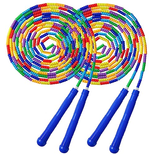 Long Double Dutch Jump Rope 16 Ft 2 Pack, Beaded Skipping Ropes for Kids
