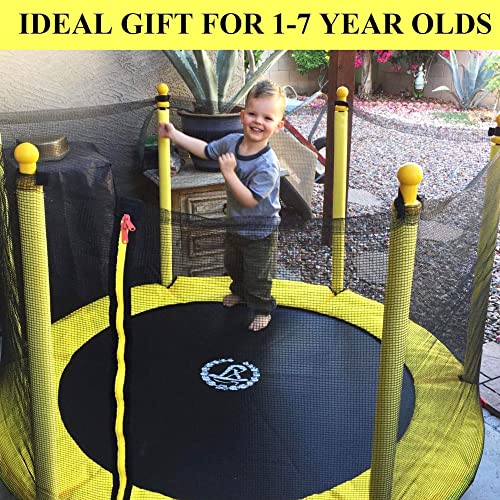 60" 6-in-1 Kids Trampoline, 5ft Mini Toddler Trampoline for Girls Boys - color: Yellow 3-in-1