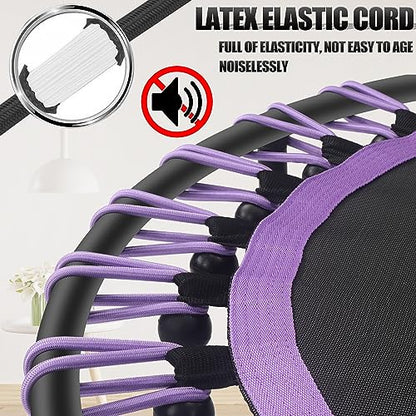 Newan 40" Silent Mini Trampoline with Adjustable Handle Bar Fitness Trampoline Bungee Rebounder Jumping Cardio Trainer Workout for Adults - Max Limit 330 lbs - color: purple