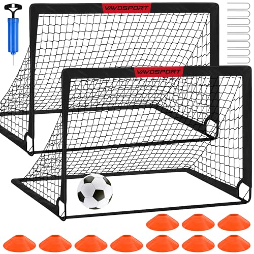 VAVOSPORT Kids Soccer Goals for Backyard Set of 2,Soccer Training Equipment - color: 1-Black, style: 5 ft x 3.6 ft