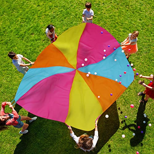 6ft Rainbow Parachute, Play Parachute Toy for Kids, Parachute with Handles Indoor & Outdoor Play Equipment - size: 6FT