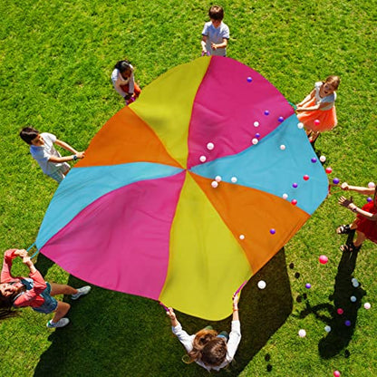 6ft Rainbow Parachute, Play Parachute Toy for Kids, Parachute with Handles Indoor & Outdoor Play Equipment - size: 6FT