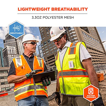 Ergodyne GloWear 8246Z ANSI High Visibility Two Tone Mesh Safety Vest with Reflective Binding, Lime, 2X-Large/3X-Large - color: Lime, size: XX-Large-3X-Large