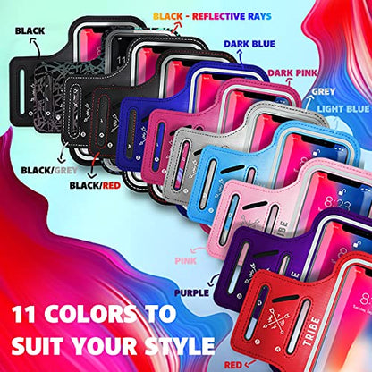 TRIBE Water Resistant Cell Phone Armband Case Running Holder for iPhone Pro Max Plus Mini SE (13/12/11/X/XS/XR/8/7/6/5) Galaxy S Ultra Plus Edge Note (21/20/10/9/8/7/6/5) Adjustable Strap & Key Pocket - color: Pink, size: S: iPhone Mini/8/7/6/5/4/3/SE/Gal