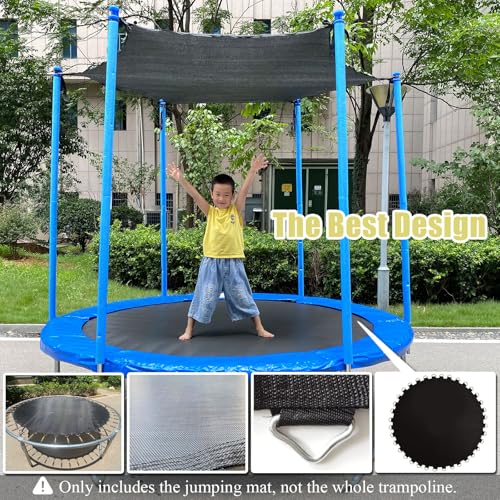 Trampoline Mat, Dia:60"/80", Fits 6FT/8FT Frame, with 36/42/48 V-Rings for Choose and Spring Tool, Reinforce, UV-Resistant, Not Include Spring - size: Fit 8 FT FRAME, style: 80" Diam | 42 V-Rings | Fits 5.5" SpringsLength