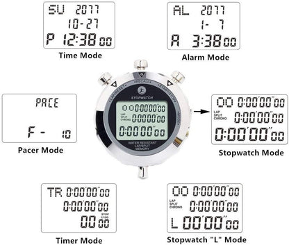 Digital Stopwatch Timer Stop Watch Stopwatch for Sports Competition - color: 100 Lap Metal