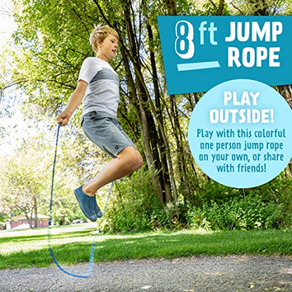 Just Jump It 8' Foot Single Jump Rope for Kids Women and Men - Active Outdoor Youth Fitness Excersing Equipment - Braided Nylon Gym Accessories - color: Raspberry