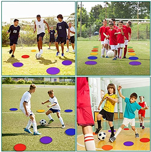 Poly Spots Spot Markers for Gym Floor 9inch 10inch 12/18/24/36 Pcs Flat Cones Non-Slip Rubber Floor Dots Circles for Sports Soccer Basketball Agility Training Dance Classroom - style: 24Pcs 9inch