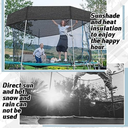 Windyun Trampoline Cover Round 6 Holes Black Sunshade Tent Top Cover Sunblock Shade Cloth for 8ft 10ft 12ft Trampoline with 146ft Cord, Easy to Install for Backyard Playground, Tent Only - size: 12 ft