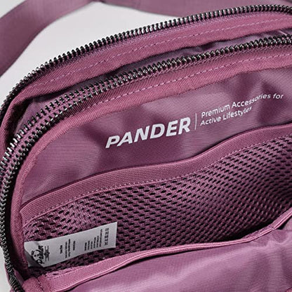 Pander Nylon Fanny Pack Belt Bag for Women with 5 Zipper Pockets - color: Purple Lavender