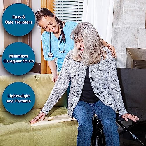 DMI Transfer Board and Slide Board, FSA Eligible, Made of Heavy-Duty Wood for Patient, Senior and Handicap Move Assist and Slide Transfers, Holds up to 440 Pounds, 2 Cut out Handles, 30 x 8 x 1 - size: 30" x 8"