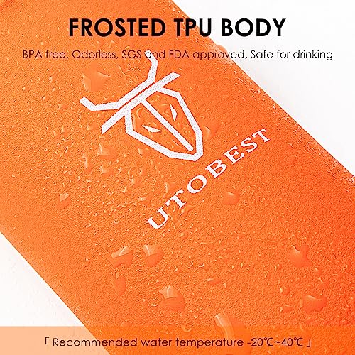 UTOBEST Soft Flask 500ml*2, Collapsible Hydration Water Bottle - color: Orange-500ml*2-40mm
