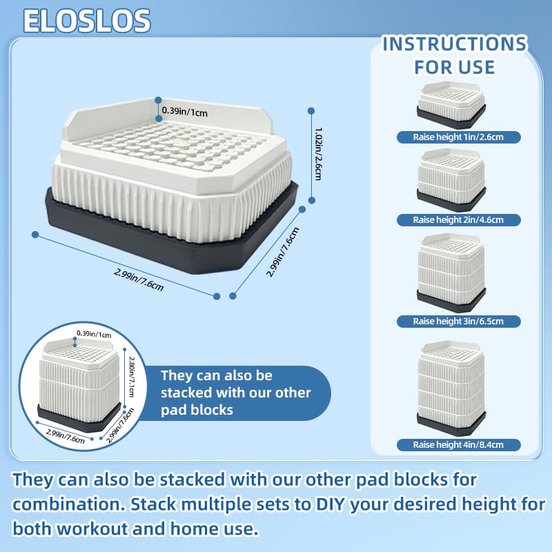 4 Pack Stackable Treadmill Riser Blocks, for Gym and Home Use - color: White, size: 1 layer(1nches)