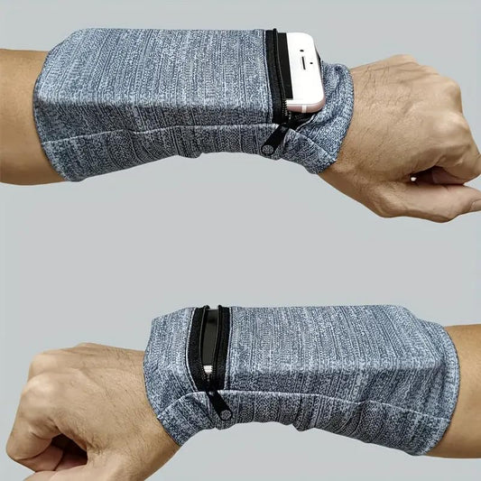 Unisex Running Hand Wrist Guard Storage Bag, Zipper Sweat Band Wrist Support Wristband Sweatband Wrist Wallet, Suitable for Gym Fitness Workout Running Jogging