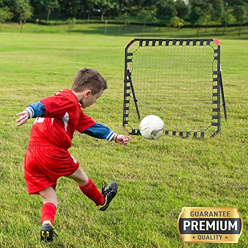 Soccer Rebound Net Rebounder | Skill Training Gifts, Aids & Equipment for Kids Teens & All Ages - Kick-Back/Perfect Storage, Agility Ladders