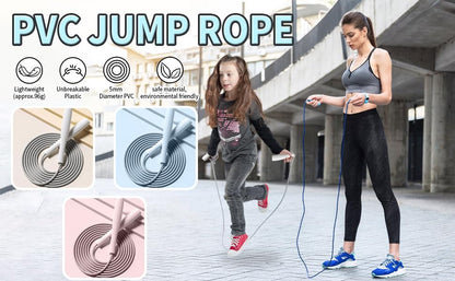 Jump Ropes Kids, Adjustable Children Jump Rope with ABS Handles and PVC Rope for Child Student Toddler - color: Grey