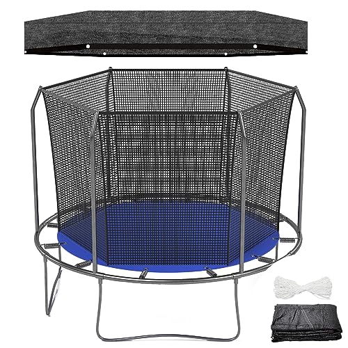 Windyun Trampoline Cover Round 6 Holes Black Sunshade Tent Top Cover Sunblock Shade Cloth for 8ft 10ft 12ft Trampoline with 146ft Cord, Easy to Install for Backyard Playground, Tent Only - size: 12 ft