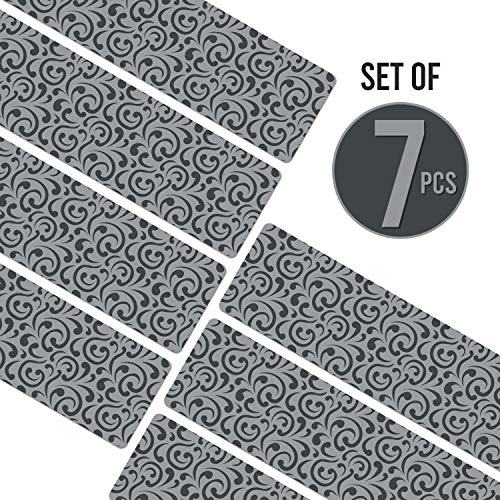 Set of 7 Stair Treads Ultra-Thin with Non Slip Rubber Backing 9”x26”, Gray 7 Pieces - color: Grey, size: Design #3