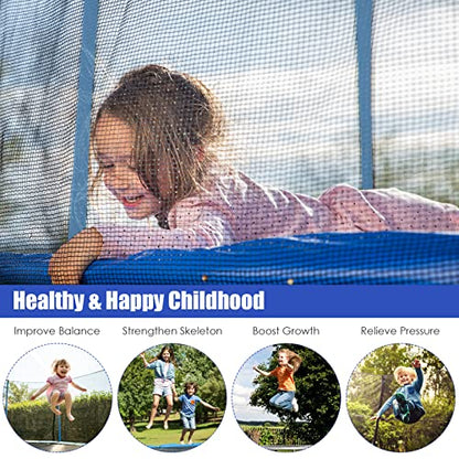 GYMAX Trampoline, 8FT 10FT 12FT 14FT 15FT 16FT Recreational Trampolines w/Safety Enclosure Net & Ladder - ASTM Certificated, Outdoor Trampoline for Kids and Adults - style: Internal-Net 14FT