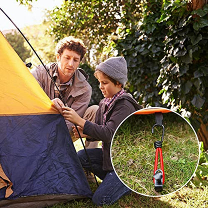 7 Inch Small Bungee Cord with Hooks-Black Bungee Cords Heavy Duty Outdoor Bungee Straps with Hooks for Camping, Tarps, Tents, Hiking,Hunting,Trucks and Boats (10 Pack)