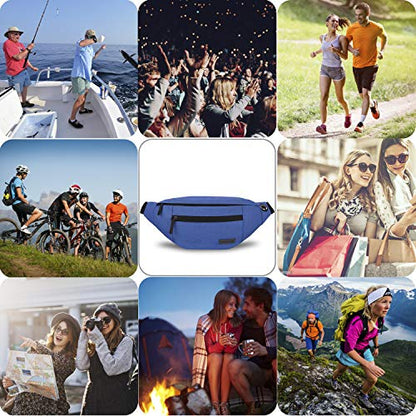 Large Blue Crossbody Fanny Pack for Women Men,Idea Gift for Travel Running - color: Blue