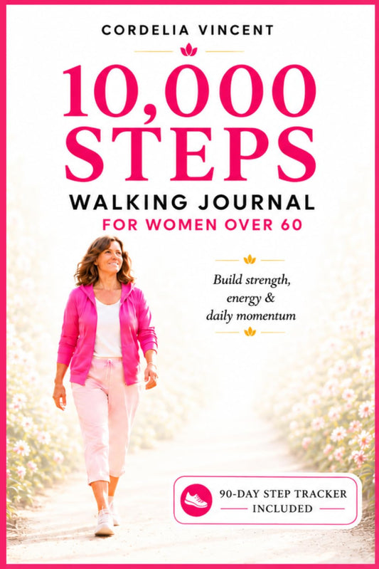 10,000 Step Walking Journal for Women over 60: Daily Step Log to Track Distance, Mood and Fitness Progress (Cordelia Wellness Series)