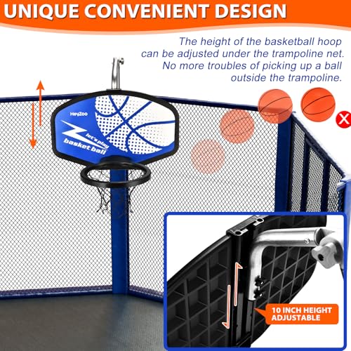 Trampoline Basketball Hoop, with Pump and Mini Balls, Easy to Assemble， Accessory of Trampoline - color: Blue