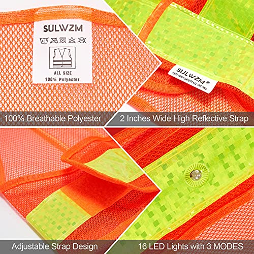 LED High Visibility Safety Vest, Orange, Free Size
