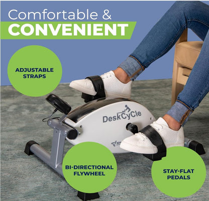 DeskCycle Under Desk Bike Pedal Exerciser - Stationary Bikes for Home & Office - Standard and Adjustable Height Versions - size: Standard Height, style: White