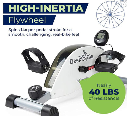 DeskCycle Under Desk Bike Pedal Exerciser - Stationary Bikes for Home & Office - Standard and Adjustable Height Versions - size: Standard Height, style: White
