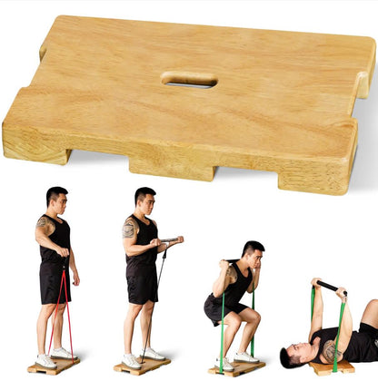 (Patent: D1088151) Wood Fitness Board, Exercise Platform or Wooden Exercise Board for Resistance Band Exercises, Resistance Band Workout, Stretching, Strength, Flexibility and Balance for Body HomeGym
