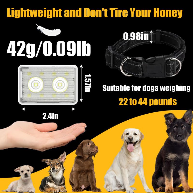 Rechargeable Dog Collar Lights, SUPPENGUIN 3+4 Modes Dog Lights Clip on for Night Walking, Night time, Portable, IP44 Waterproof (White, 2 Pack) - color: White