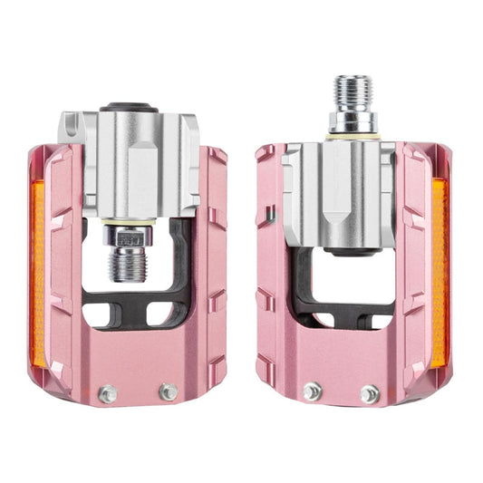 Folding Bike Pedals, All Aluminum Alloy Non-Slip Bike Pedals - color: Pink