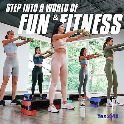 Yes4All 2-in-1 Adjustable Aerobic Step Platform Fitness Exercise Stepper with Rocker Balance Board Legs for Home Workout, Step Exercise & Balance Training - color: C. Red